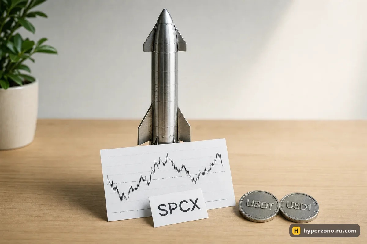 Модель ракеты рядом с распечатанным графиком и биркой SPCX на столе