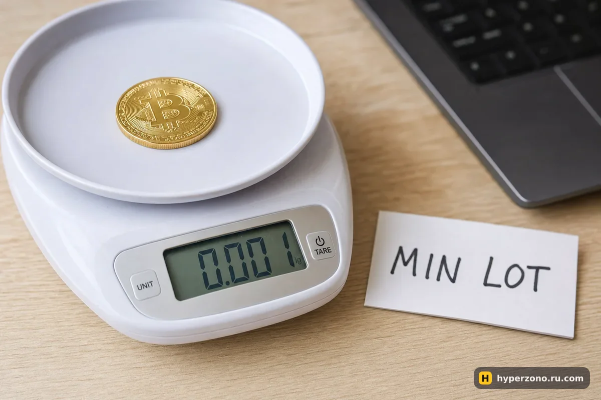 Кухонные весы с монетой биткоина и надписью 0.001 на дисплее
