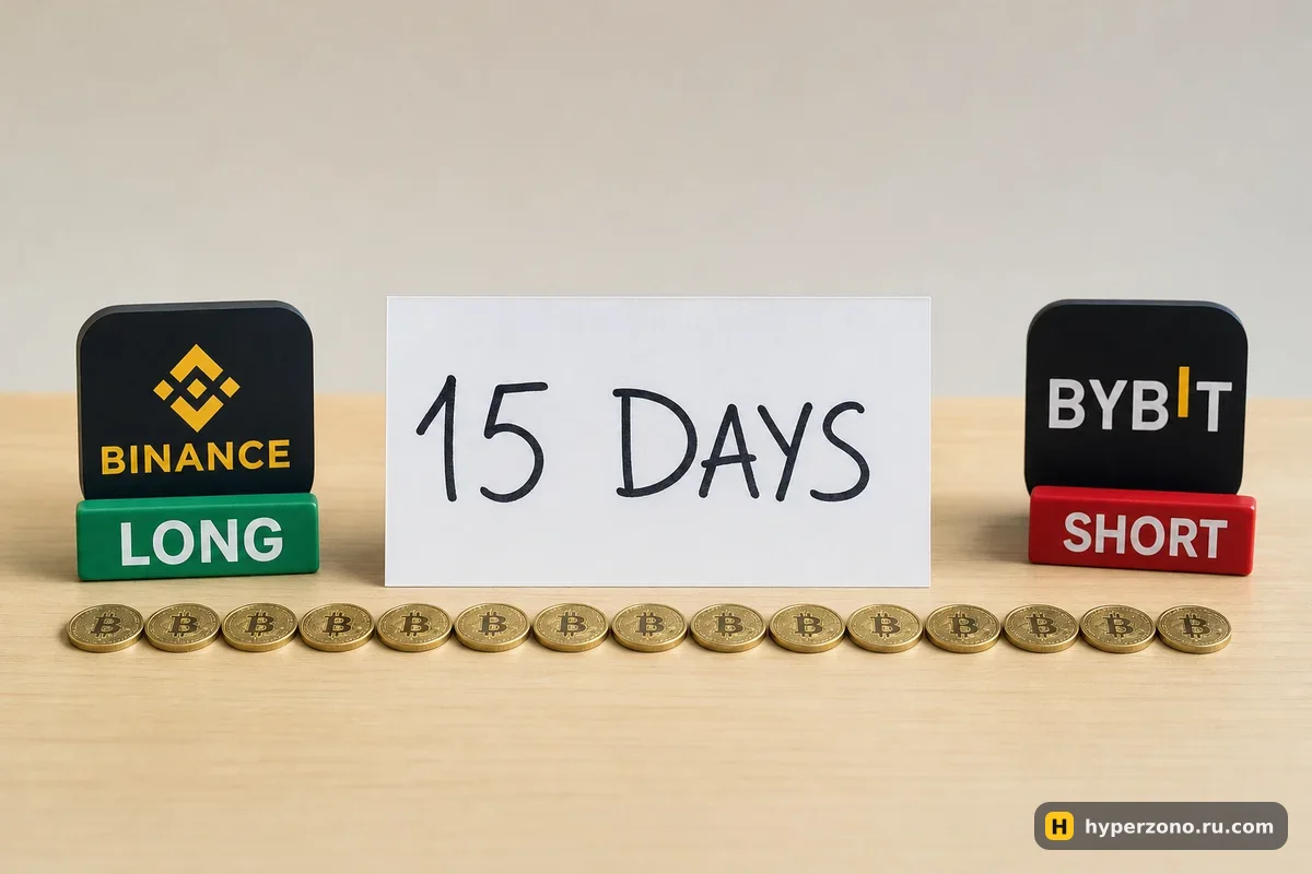 Бумажная карточка с надписью 15 DAYS и ровный ряд из пятнадцати монеток перед ней