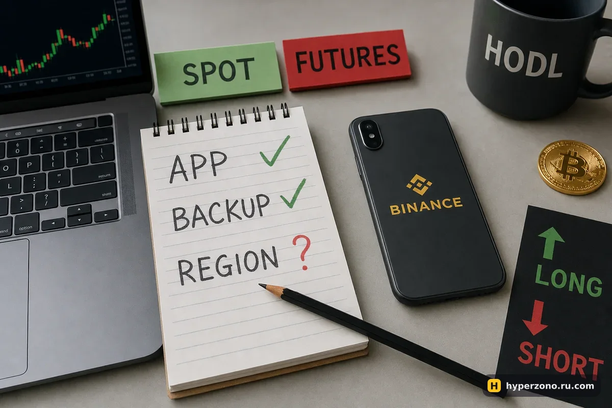 Блокнот со списком проверок APP, BACKUP, REGION и телефон рядом